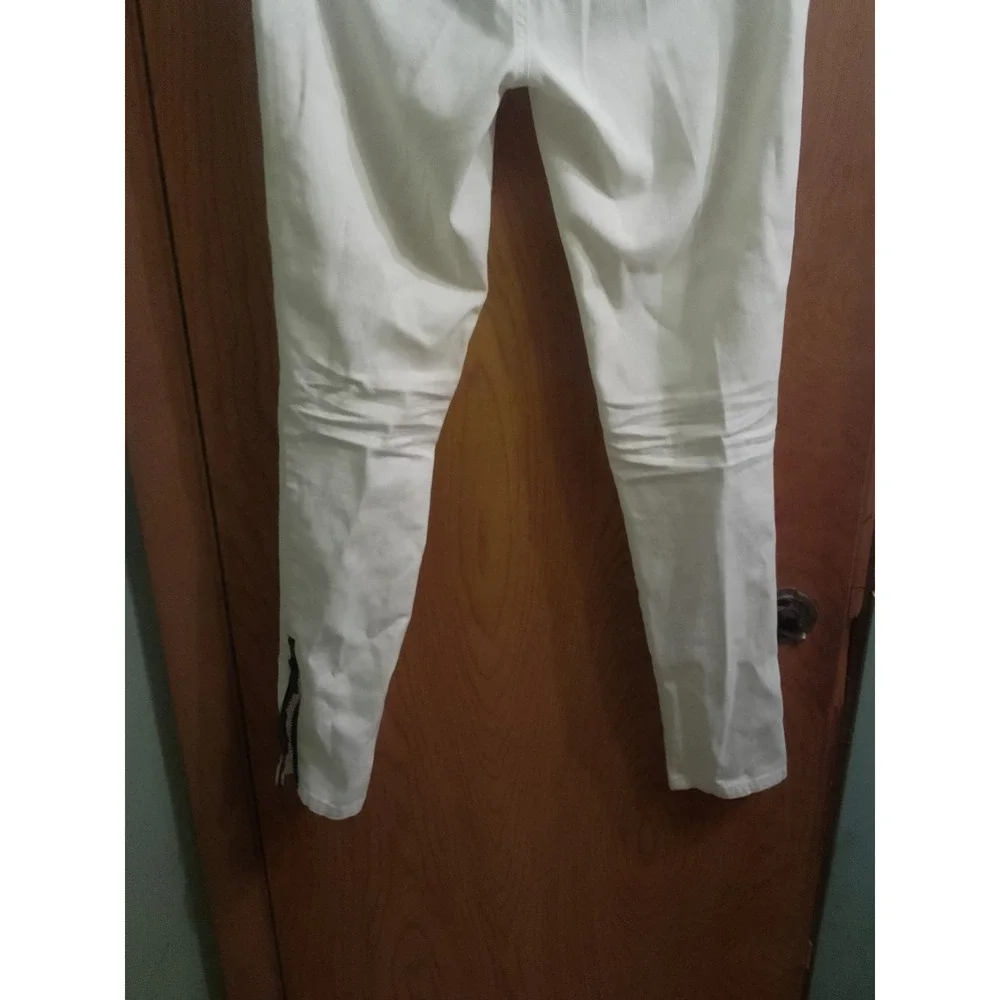Woman's Michael Kors White Moto Stretch Skinny Ankle Jegging Jeans With Black...